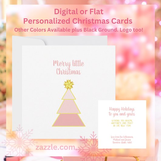 Merry Little KerstTree Pink Modern Minimalist Kaart