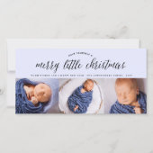 Merry Little KerstTypography Modern 3 Foto Feestdagenkaart (Voorkant)