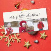 Merry Little KerstTypography Modern 3 Foto Feestdagenkaart