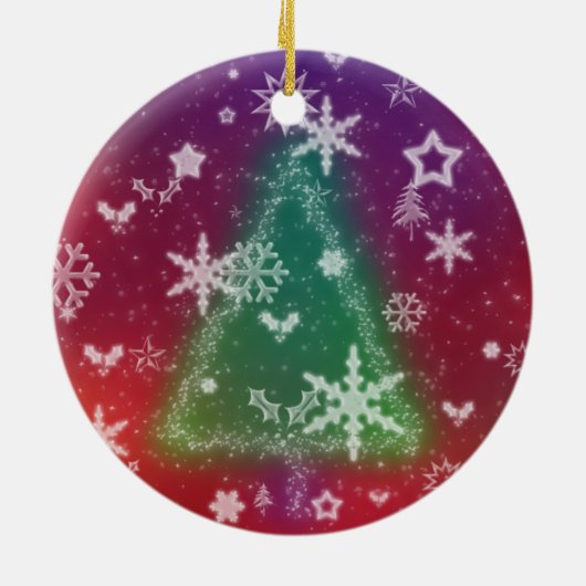 Merry Little Kerstversier Keramisch Ornament (Achterkant)