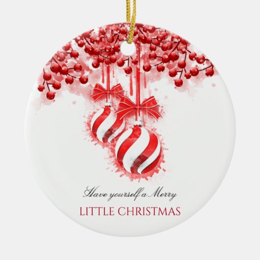 Merry Little kerstWaterverf Splash Keramisch Ornament (Voorkant)