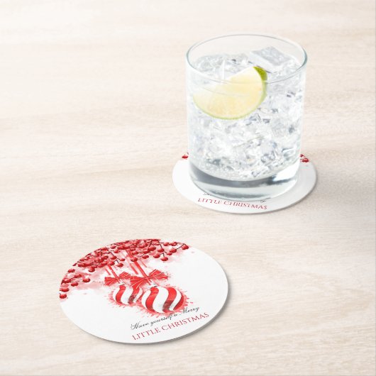 Merry Little kerstWaterverf Splash Ronde Kartonnen Onderzetter (Insitu)