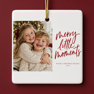 Merry Little Moments Rode Script Foto Ornament