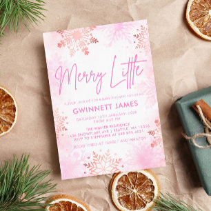 Merry Little Pink Baby shower Kaart