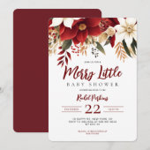 Merry Little Poinsettia Kerst Baby shower Kaart (Voorkant / Achterkant)