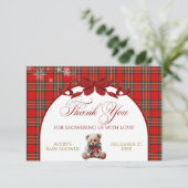 Merry Little Red Bow Christmas Plaid  Bedankkaart (Staand voorkant)