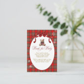 Merry Little Red Bow Christmas Plaid Books Requast Informatiekaartje (Staand voorkant)