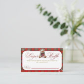 Merry Little Red Bow Christmas Plaid Diaper Raffle Informatiekaartje (Staand voorkant)