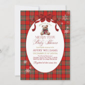 Merry Little Red Bow Christmas Plaid Kaart (Voorkant)