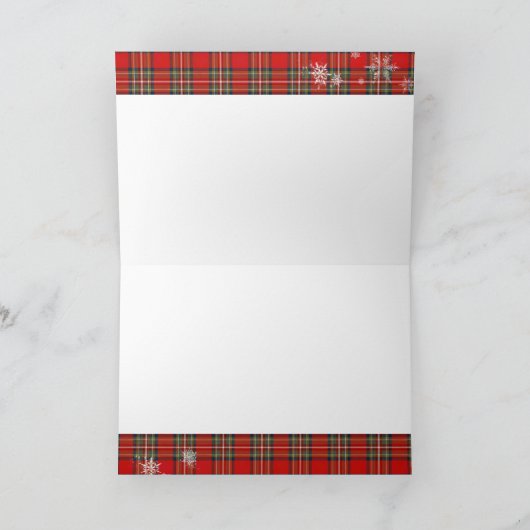 Merry Little Red Bow Christmas Plaid  Kaart (Binnen)