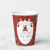 Merry Little Red Bow Christmas Plaid  Papieren Bekers (Achterkant)