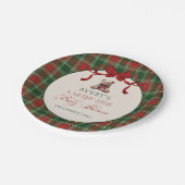Merry Little Red Bow Christmas Plaid  Papieren Bordje (Gekanteld)