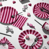 Merry little red stripe Christmas Party Invitation Kaart