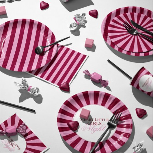 Merry little red stripe Christmas Party Invitation Kaart