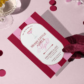 Merry little red stripe Christmas Party Invitation Kaart