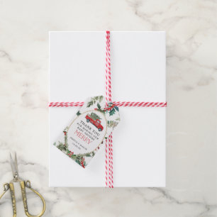 Merry Little Red Truck Baby shower Favor Tag Cadeaulabel