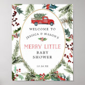 Merry Little Red Truck Baby shower Welcome Sign Poster (Voorkant)