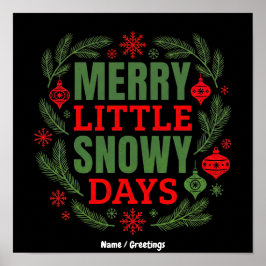 Merry Little Snowy Days Vintage Winter Oude Kerst- Poster
