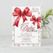 Merry Little Snowy Winter Baby shower Invitation Kaart (Staand voorkant)
