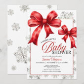 Merry Little Snowy Winter Baby shower Invitation Kaart (Voorkant / Achterkant)