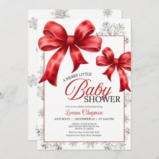 Merry Little Snowy Winter Baby shower Invitation Kaart
