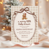 Merry Little Teddy Bear Christmas Baby Shower Kaart
