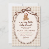 Merry Little Teddy Bear Christmas Baby Shower Kaart (Voorkant)