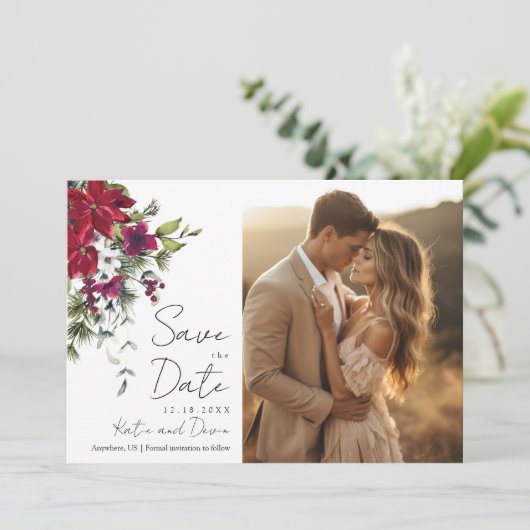 Merry Little Wedding - Save the Date Kaart (Staand voorkant)