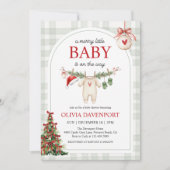 Merry Little Winter Gingham Christmas Baby Shower Kaart (Voorkant)