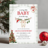 Merry Little Winter Gingham Christmas Baby Shower Kaart