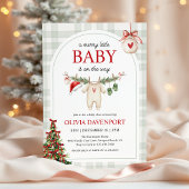 Merry Little Winter Gingham Christmas Baby Shower Kaart