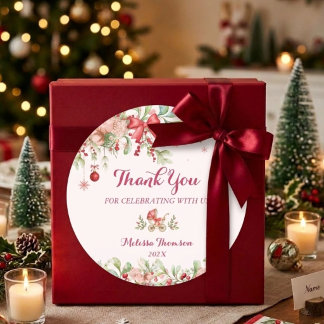 Merry Little Winter Holiday Baby Shower Bedankt Ronde Sticker
