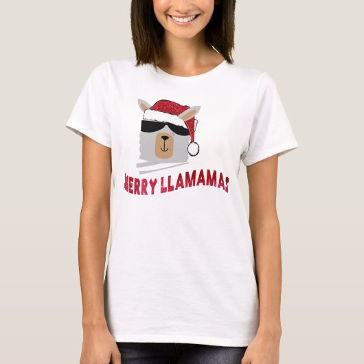 Merry Llamamas: Aangepaste Kerst Llama T-shirt (Voorkant)