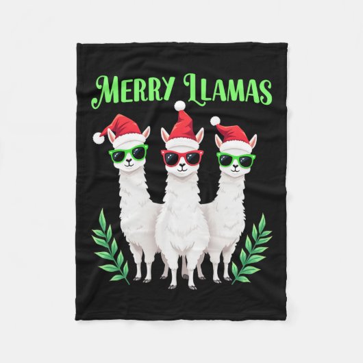 Merry Llamas Funny Christmas Llama Animal Holiday Fleece Deken (Voorkant)