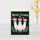 Merry Llamas Funny Christmas Llama Animal Holiday Kaart (Gele Bloem)