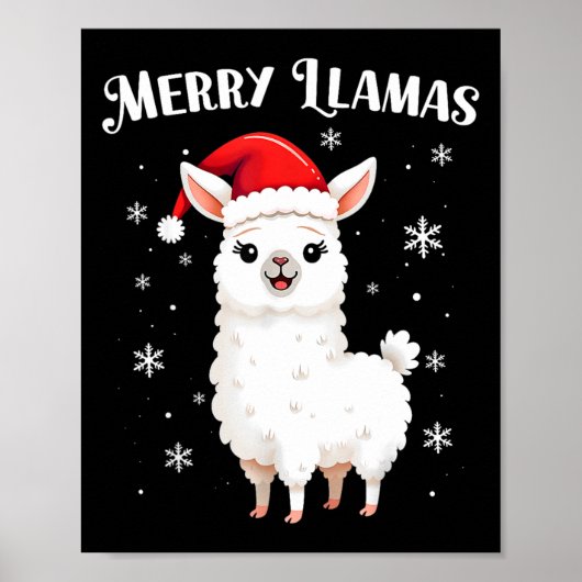 Merry Llamas Funny Christmas Llama Animal Holiday Poster (Voorkant)