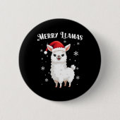Merry Llamas Funny Christmas Llama Animal Holiday Ronde Button 5,7 Cm (Voorkant)