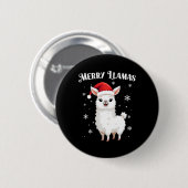 Merry Llamas Funny Christmas Llama Animal Holiday Ronde Button 5,7 Cm (Voorkant /achterkant)