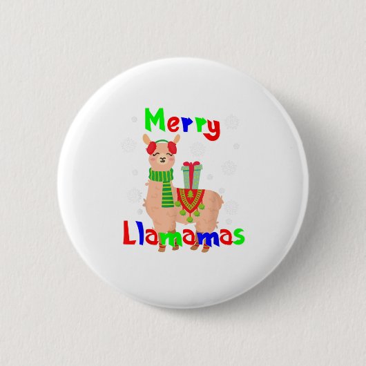 Merry Llamas Kerstmis Ronde Button 5,7 Cm (Voorkant)