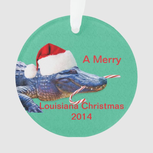 Merry Louisiana Kerstmis met Alligator Ornament (voorkant)
