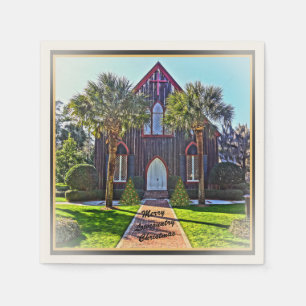 Merry Lowcountry Kerstblauwvintonijn SC Church Servet