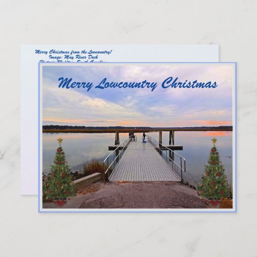 Merry Lowcountry Kerstblauwvintonijn South Carolin Feestdagenkaart (Voorkant / Achterkant)