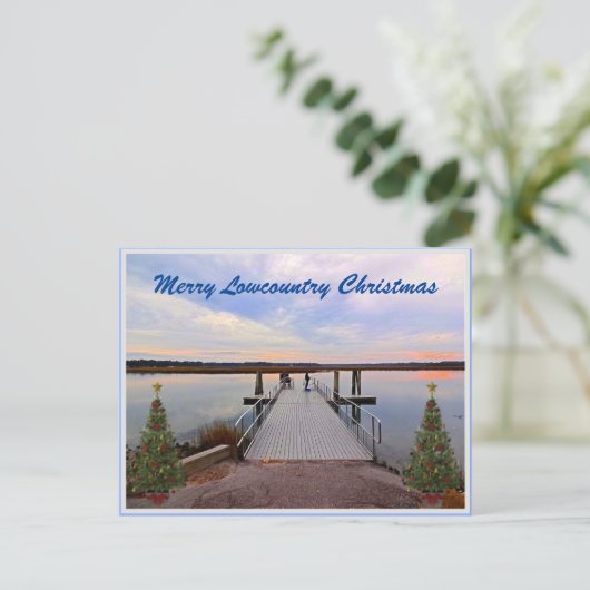 Merry Lowcountry Kerstblauwvintonijn South Carolin Feestdagenkaart (Staand voorkant)