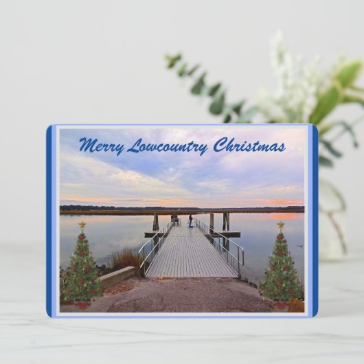Merry Lowcountry Kerstblauwvintonijn South Carolin Feestdagenkaart (Staand voorkant)