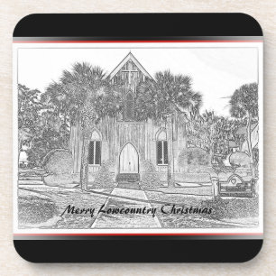 Merry Lowcountry Kerstmis Bluffton Church Bier Onderzetter
