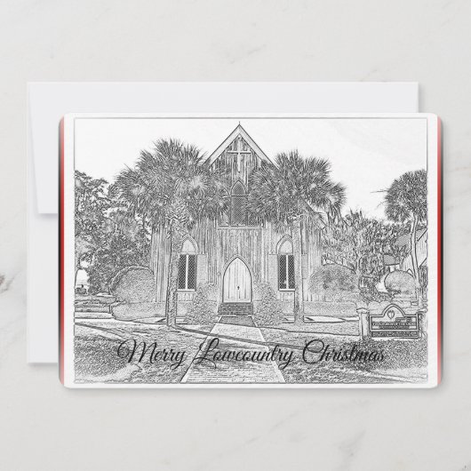 Merry Lowcountry Kerstmis Bluffton Church Feestdagenkaart (Voorkant)