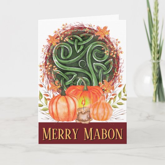 Merry Mabon Celtic Triskelion Herfst Pumpkins Kaart (Voorkant)