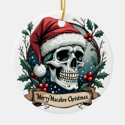 Merry Macabre Christmas Skull Ornament (Voorkant)