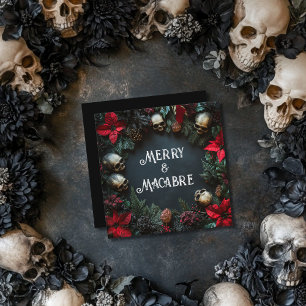Merry Macabre Schedel Krans Gothic Kerst Feestdagenkaart