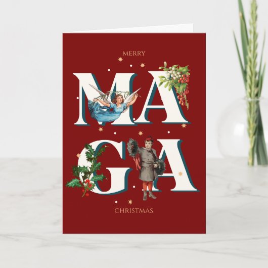 Merry MAGA Christmas Card Custom Message Patriotic Kaart (Voorkant)